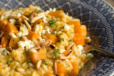 Risotto de Calabaza con Pesto de Rúcula